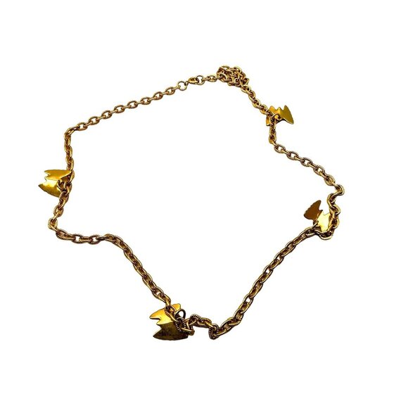 Vintage Golden Butterflies Necklace with Dangling Butterfly Charms, Gold Tone - Picture 3 of 3